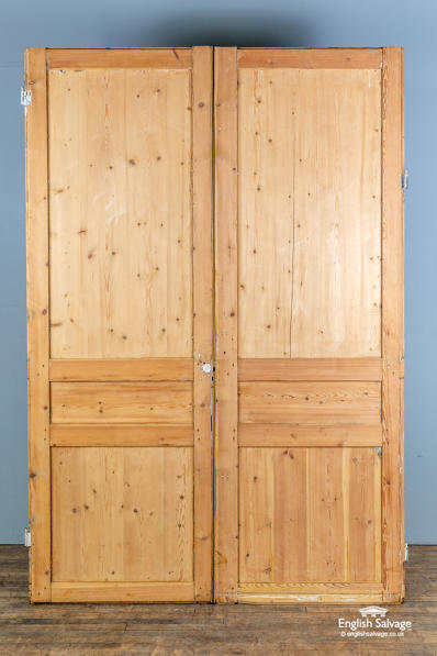 Stripped pine 3 panel reclaimed double doors