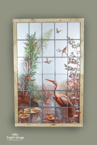 Stunning antique French bird stained glass