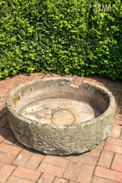 Substantial antique round stone trough