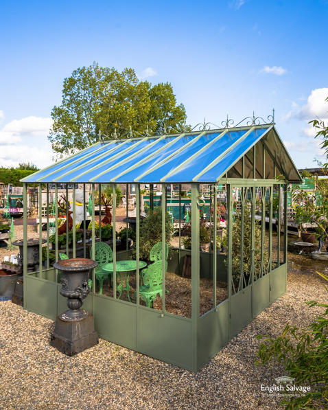 Substantial French style metal greenhouse