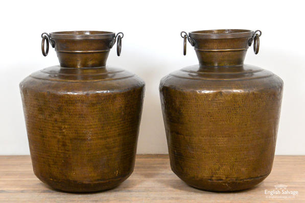 Substantial pair of copper pitchers / vessels