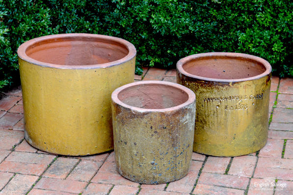 Substantial yellow / cream terracotta pots
