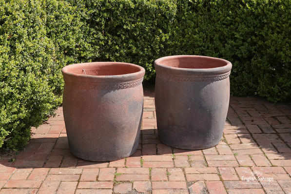 Terracotta rustic planters with detailed bead