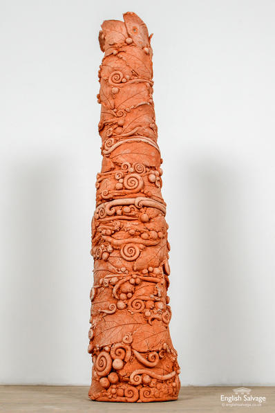 Terracotta sculpture tower by Emma Fenelon