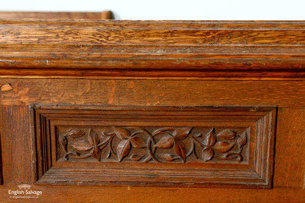 Two antique carved oak dado panels