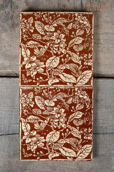 Two Original Minton tile work floral tiles
