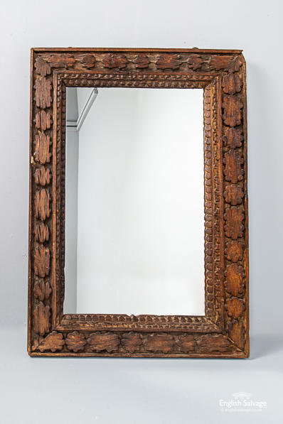 Unique reclaimed carved hardwood mirror