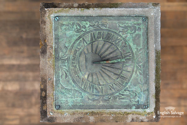 Unusual bronze sundial on Art Deco plinth