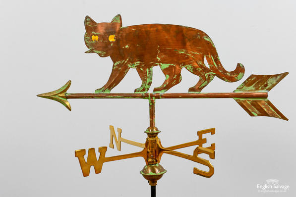 Unusual copper cat weathervane