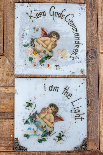 Unusual English painted antique panels