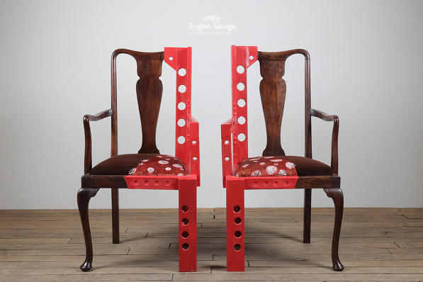 Unusual handcrafted upholstered dining chairs