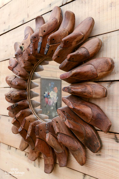 Upcycled wooden shoe last mirror