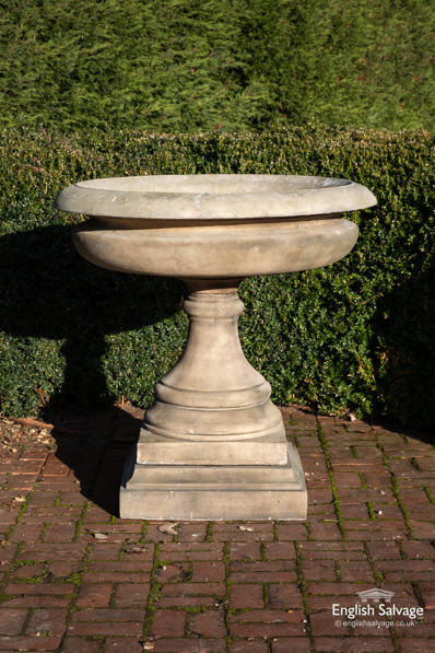 Very large composition stone tazza urn
