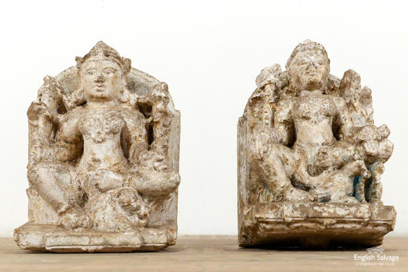 Very old hand-carved stone Hindu deities