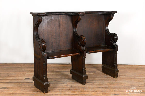Victorian double seated oak choir stall / pew