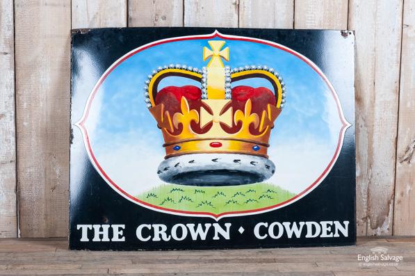 Vintage enamel pub sign: The Crown