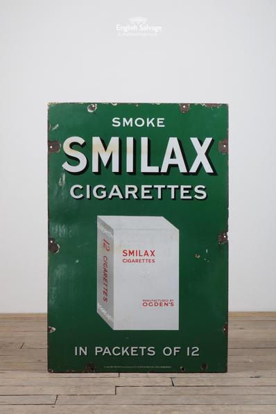 Vintage enamel sign for Smilax cigarettes