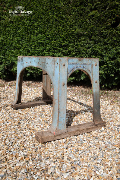 Vintage industrial metal blue table base