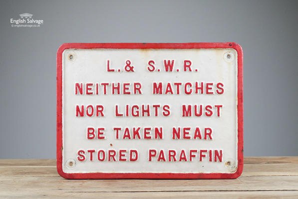 Vintage iron railway safety sign