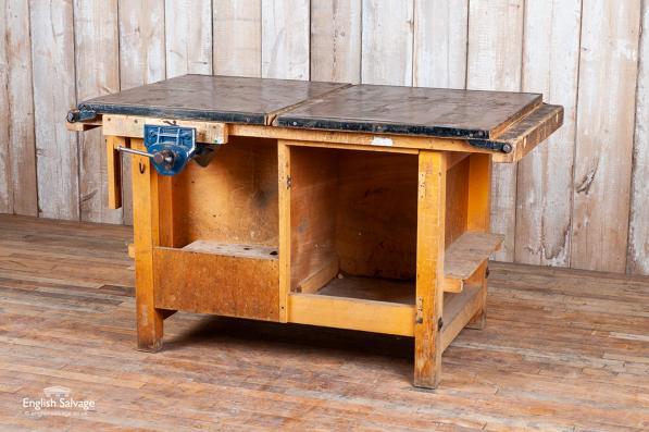 Vintage Mid-century workbench with vice