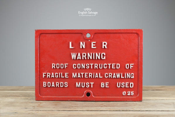 Vintage railway safety sign