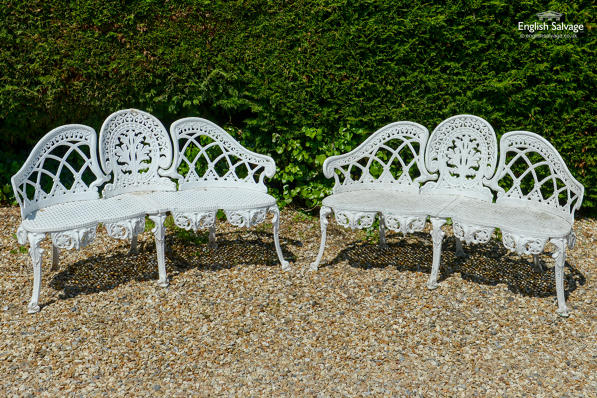 Vintage white alloy benches