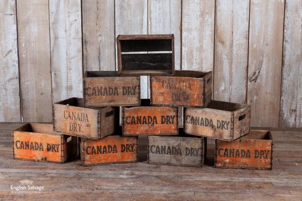 Vintage Wooden Canada Dry Drinks Crates, Old Wooden Crates Uk