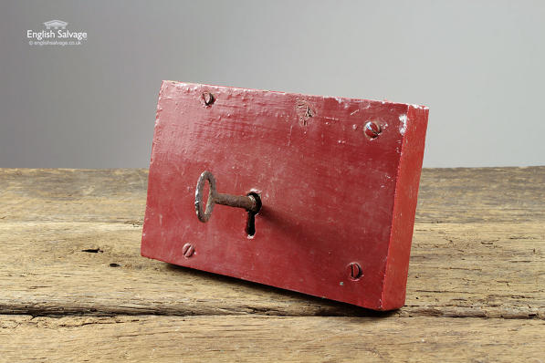 Vintage Wooden Rim Lock and Key
