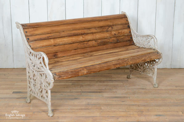 Weathered bench with ornate cast iron ends